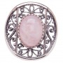 Кольцо "Греческий мотив" кварц розовый посеребрение 3184
