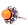 Кольцо Цветок майорка оранжевая посеребрение  528