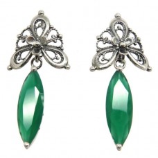 Серьги Маркиз хризопраз посеребрение 1420