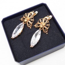 Серьги Фианиты ювелирная бижутерия позолота 1420