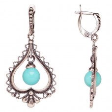 Серьги майорка голубая посеребрение 1875