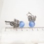 Серьги "Физалис" кошачий глаз лаванда посеребрение  2519
