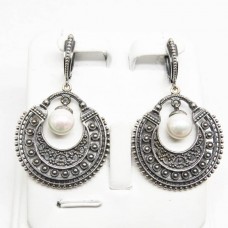 Серьги Майорка белая жемчуг посеребрение 1880