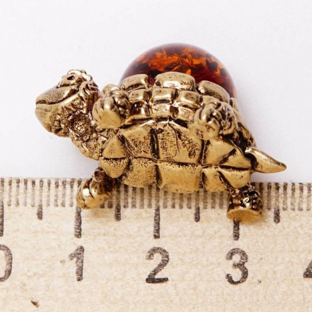 Фигурка  Черепаха янтарь в бронзе латунь 488