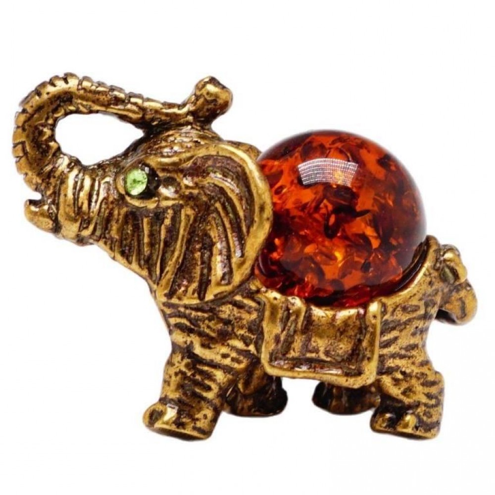Фигурка Слон Индийский янтарь бронза 80
