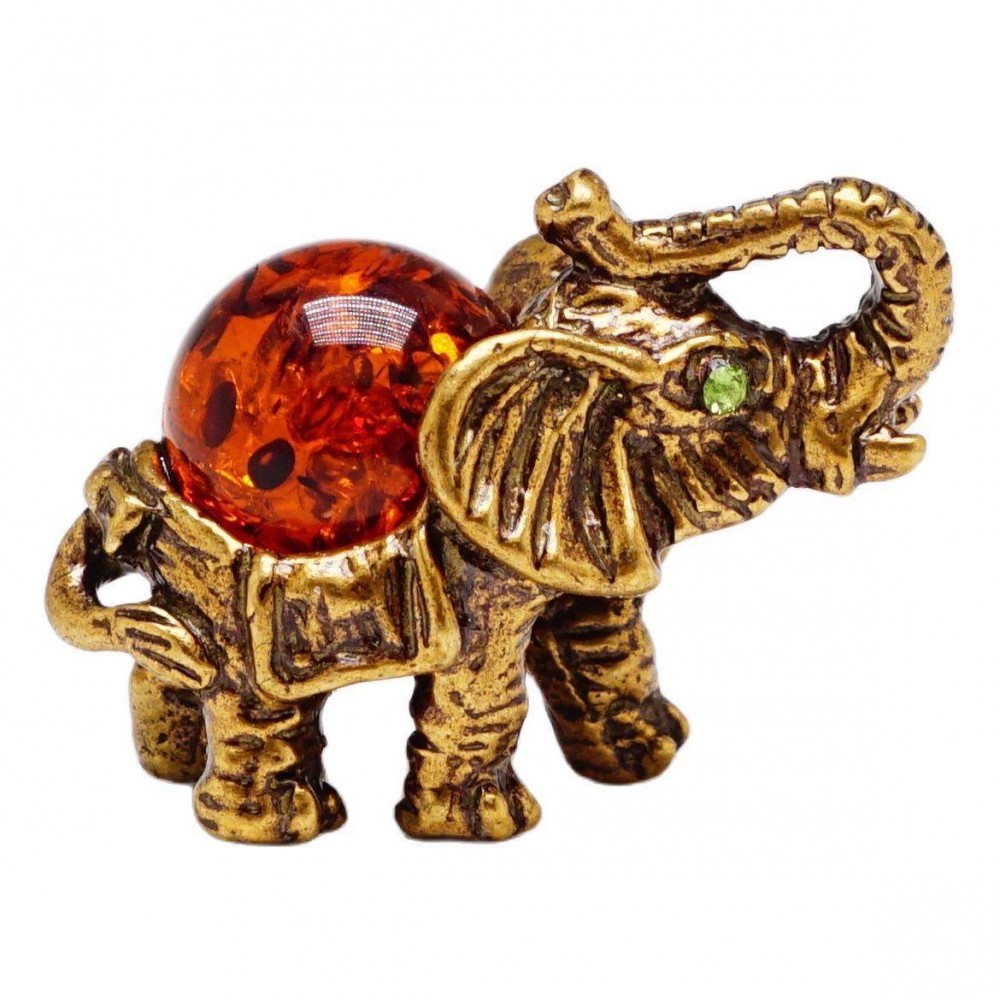 Фигурка Слон Индийский янтарь бронза 80