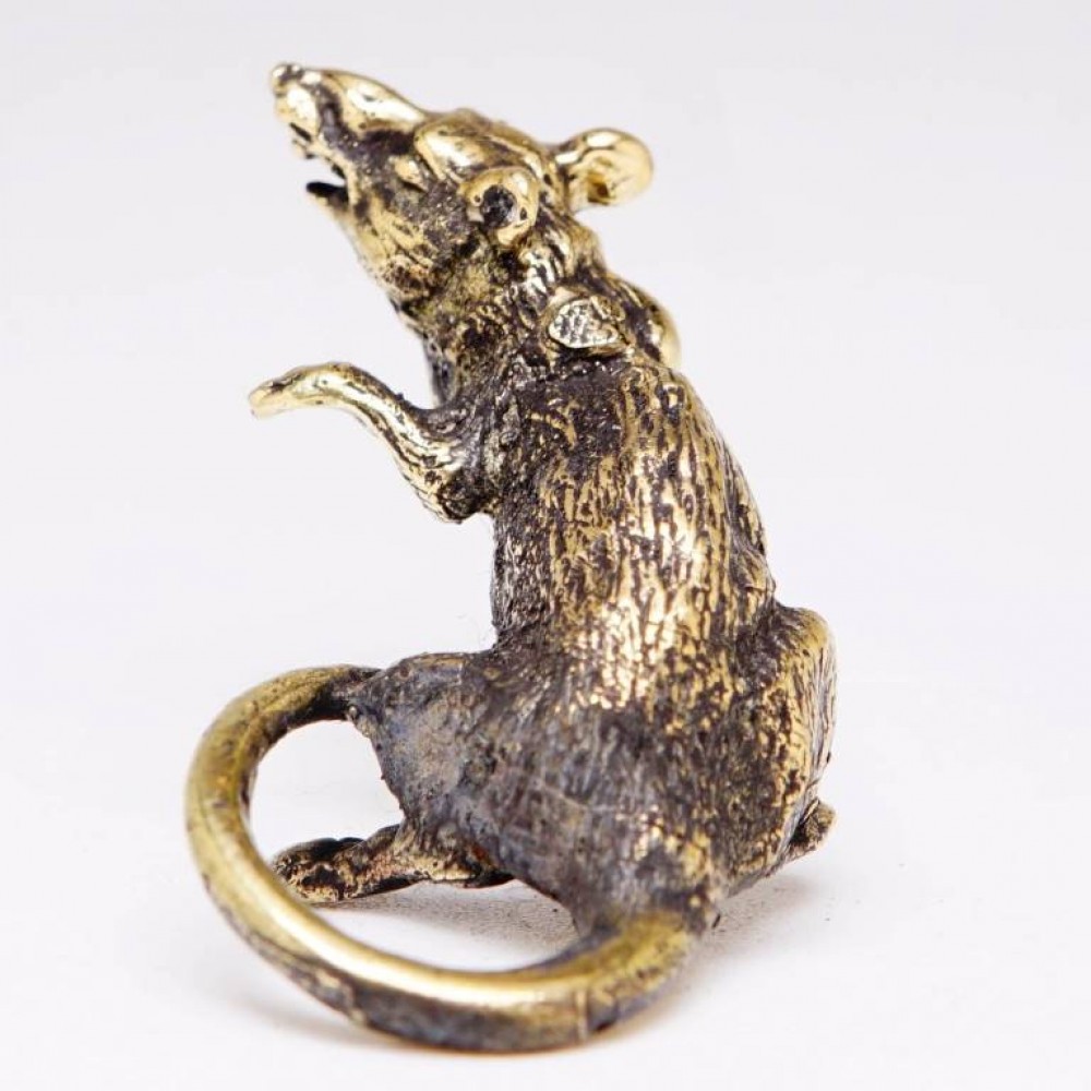 Фигурка Крыса восточная латунь бронза 1855