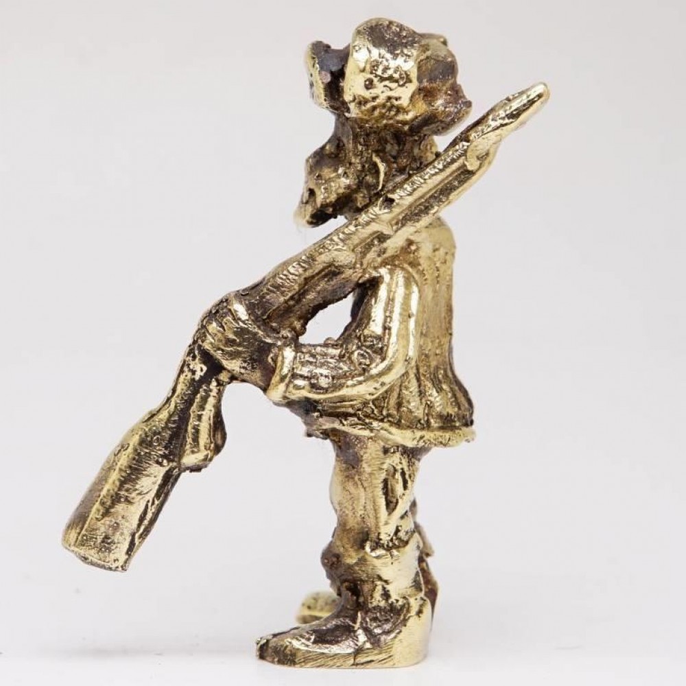 Фигурка Дед с ружьём - Охотник бронза латунь 2258