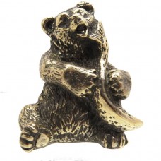 Фигурка Медведь с рыбой (латунь, бронза) 2456