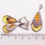 Серьги янтарь эмаль серебро 925 Ag 129