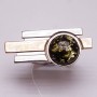 Кольцо серебряное "Сэмпре" янтарь зелёный 925 Ag 195