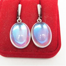 Серьги  Опал иск Лунный камень посеребрение 12 мк 1135