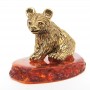 Фигурка Медвежонок Янтарь бронза 1416