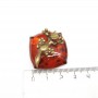 Фигурка Котёнок игривый на подушке янтарь бронза 536
