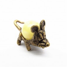 Миниатюрная Мышка ушастая Янтарь молочный бронза Кошельковая 376