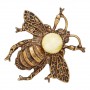 Брошь "Пчела" янтарь белый бронза 100