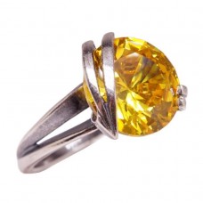 Кольцо "Кэтти" фианит желтый посеребрение 930136